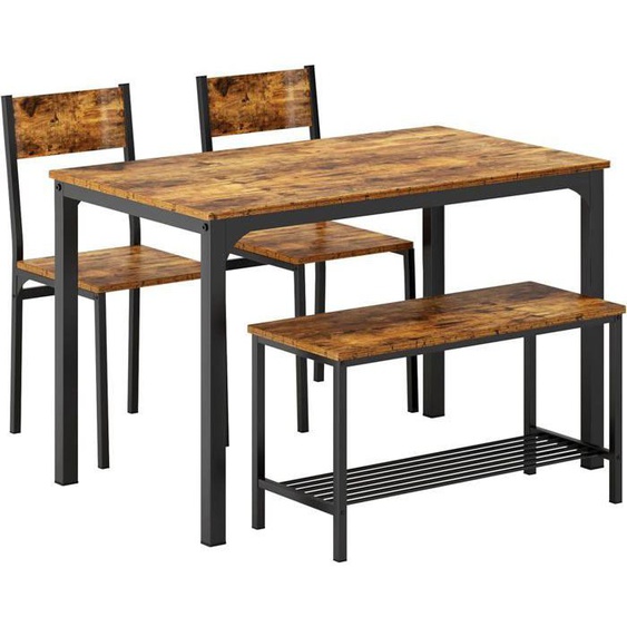 Ensemble de table à manger 4 pièces - Sogeshome - Rétro - Bois - Acier - Industriel - Loft