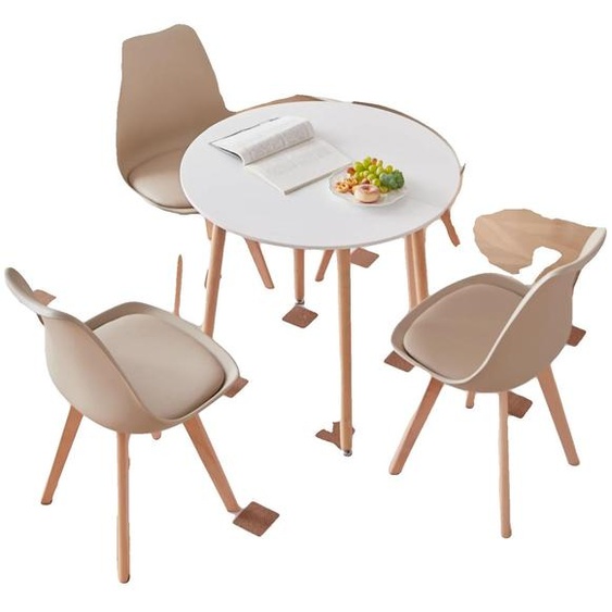 Ensemble de table à manger, design moderne et minimaliste, sièges rembourrés, ensemble beige