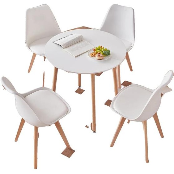Ensemble de table à manger, design moderne et minimaliste, sièges rembourrés, ensemble blanc