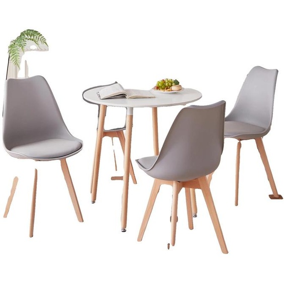 Ensemble de table à manger, design moderne et minimaliste, sièges rembourrés, ensemble gris