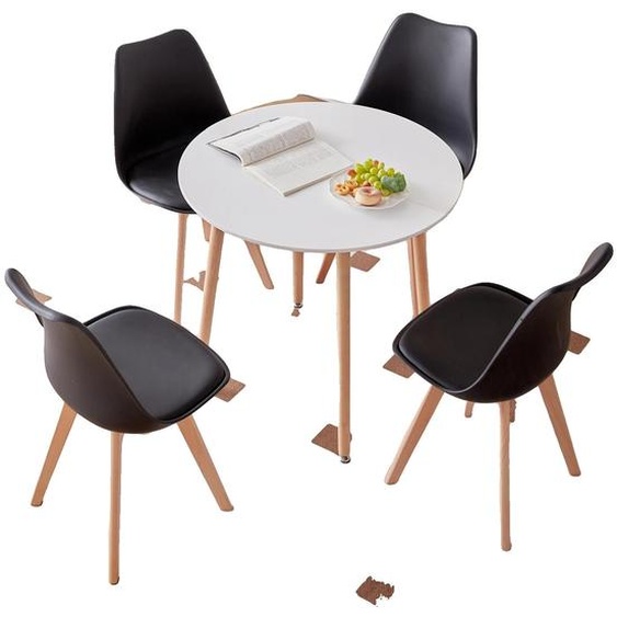 Ensemble de table à manger, design moderne et minimaliste, sièges rembourrés, ensemble noir