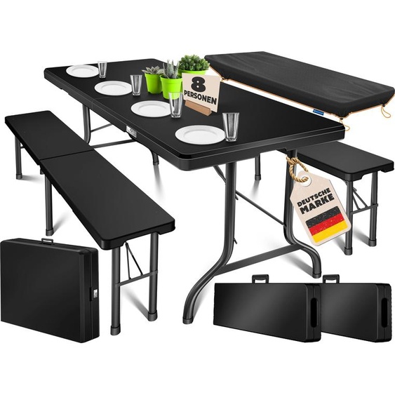 KESSER® Ensemble de mobilier pour bière, 3 pièces, 183x76x74 cm, comprenant une table et 2 bancs, en plastique pliable, avec housse incluse
