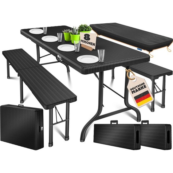 KESSER® Ensemble de mobilier pour bière, 3 pièces, 183x76x74 cm, comprenant une table et 2 bancs, en plastique pliable, avec housse incluse