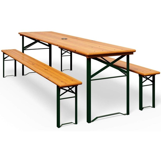 Ensemble de table et chaises pliables - 170 cm, table pour 8 personnes - Bois et métal