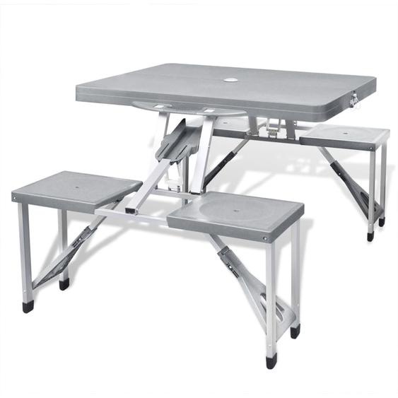 Ensemble de table pliable de camping avec 4 tabourets aluminium