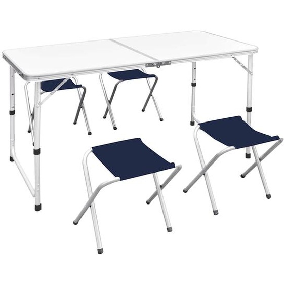 Ensemble de table pliable de camping et 4 tabourets 120x60 cm