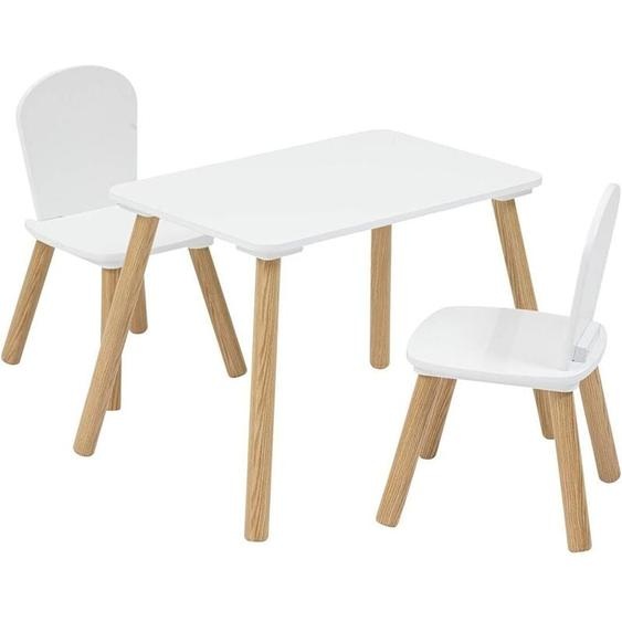 Ensemble de table pour enfant avec 2 chaises Alex en blanc – Dimensions 58 x 38 cm, Hauteur 43 cm – Set 3 pièces Atmosphera For Kids