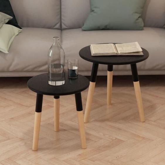 Ensemble de tables dappoint - VIDAXL - Bois massif - Style scandinave et moderne - Noir