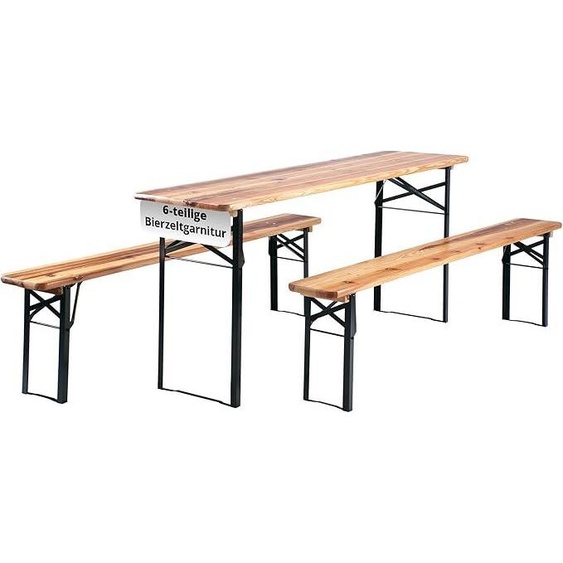 Ensemble de tables et bancs pour tente de bière Hirschgarten, 2 unités, longueur 177 cm. Ensemble de tables et bancs pliables pour tente de fête, comprenant 2 tables et 4 bancs. Ensemble de sièges en bois, facile à transporter, adapté pour une utilisation