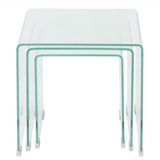 Ensemble de tables gigognes - MOTHINESSTO - LY8009 - Verre trempé - Transparent - 3 pièces