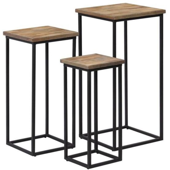 Ensemble de tables pour plante - VIDAXL - Teck recyclé - Lot de 3 - 60x40x70 cm