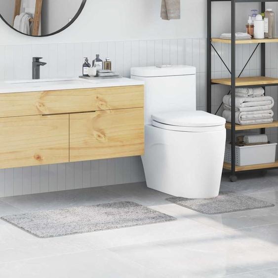 Ensemble de tapis de bain antidérapants 2 pcs Gris PP