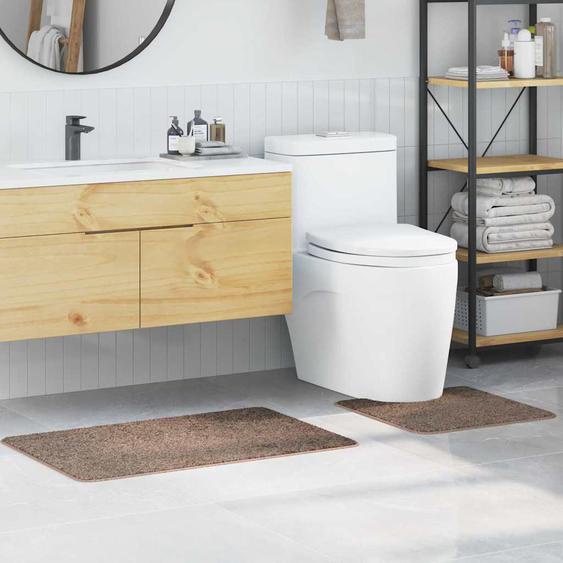 Ensemble de tapis de bain antidérapants 2 pcs Marron PP