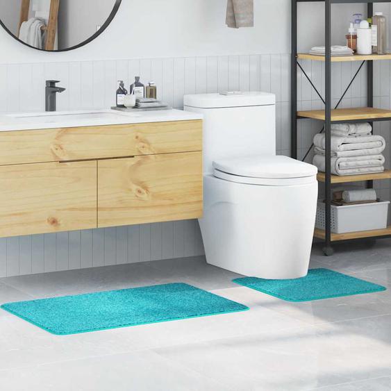 Ensemble de tapis de bain antidérapants 2 pcs Turquoise PP