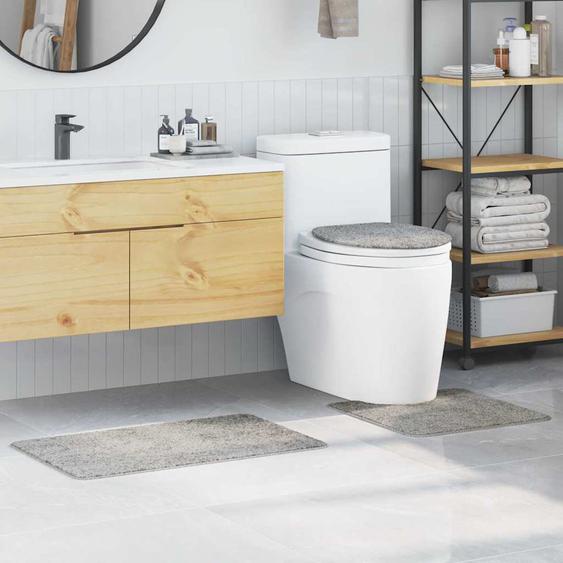 Ensemble de tapis de bain antidérapants 3 pcs Gris PP