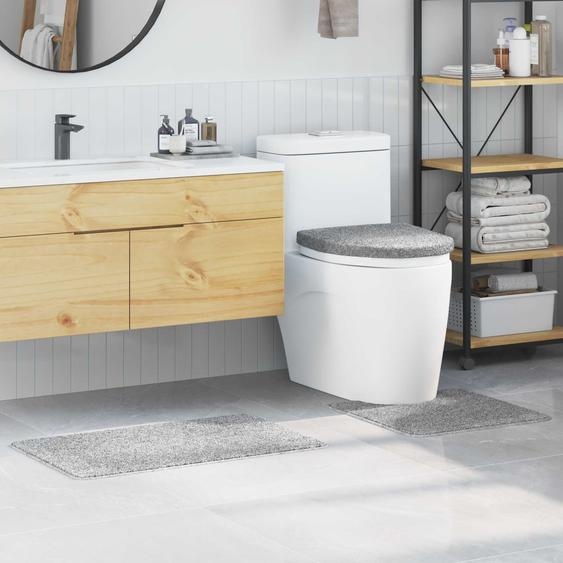 Ensemble de tapis de bain antidérapants 3 pcs Gris PP