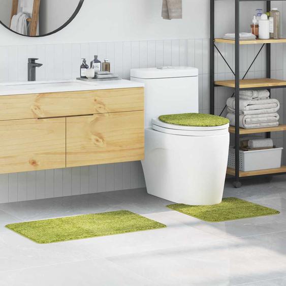 Ensemble de tapis de bain antidérapants 3 pcs Vert PP