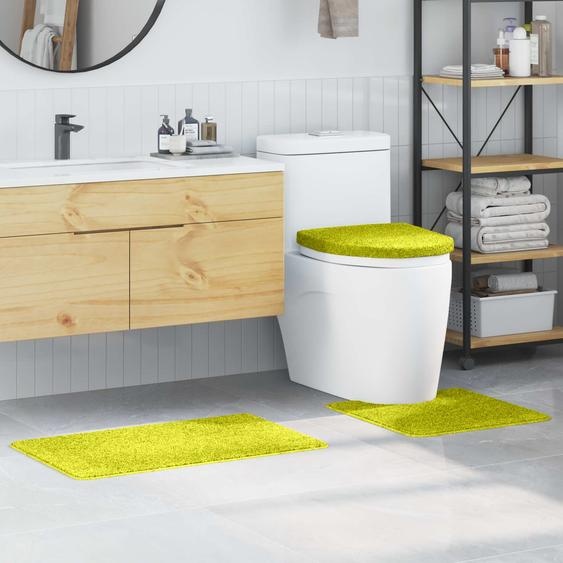 Ensemble de tapis de bain antidérapants 3 pcs Vert PP