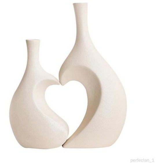 Ensemble de Vases - SHIWAKI - Céramique - Design moderne - Forme de cœur - Blanc