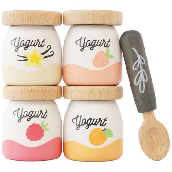 Ensemble De Yaourts En Bois Beige