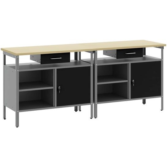 Ensemble détabli 2 pcs Noir et gris 200 x 55 x 85 cm