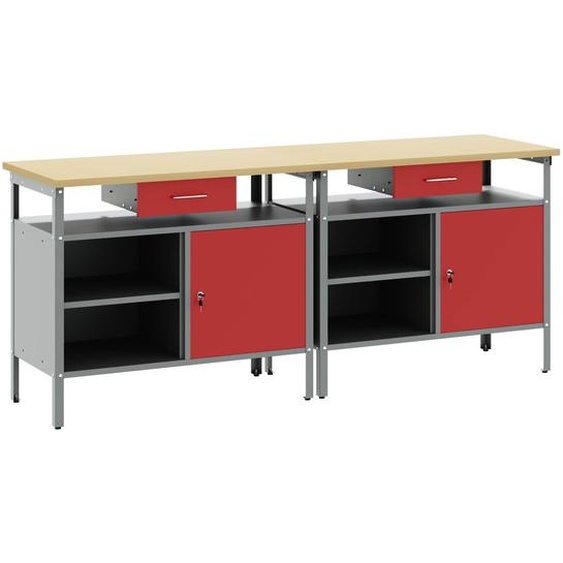 Ensemble détabli 2 pcs Rouge et Gris 200 x 55 x 85 cm