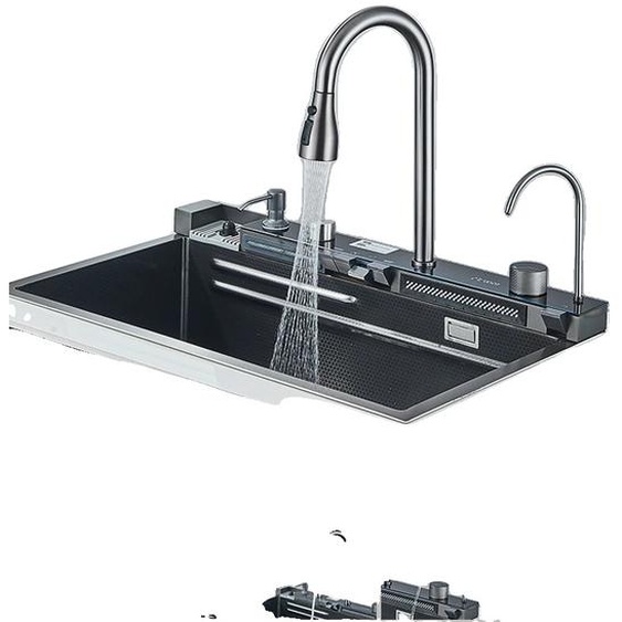 Ensemble dévier en acier inoxydable, robinetterie à affichage numérique, surface Gun Grey durable, gris métallisé