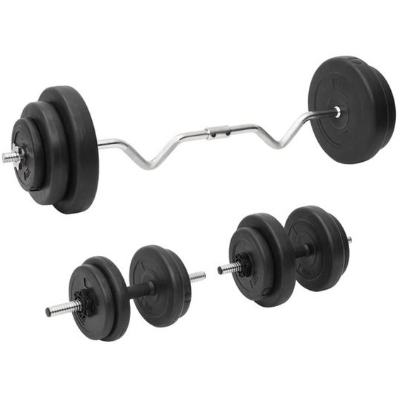 Ensemble dhaltères et de barre ondulée avec plaques 60 kg