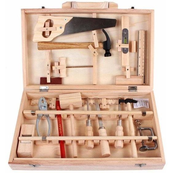 Ensemble DOutils Pour Enfants Boite A Outils DEntretien Menuisier Outils Reels Demontage Et Assemblage Boite A Bois Multifonctionnelle 16