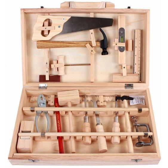 Ensemble DOutils Pour Enfants Boite a Outils DEntretien Menuisier Outils Reels Demontage Et Assemblage Boite a Bois Multifonctionnelle 16 Pieces