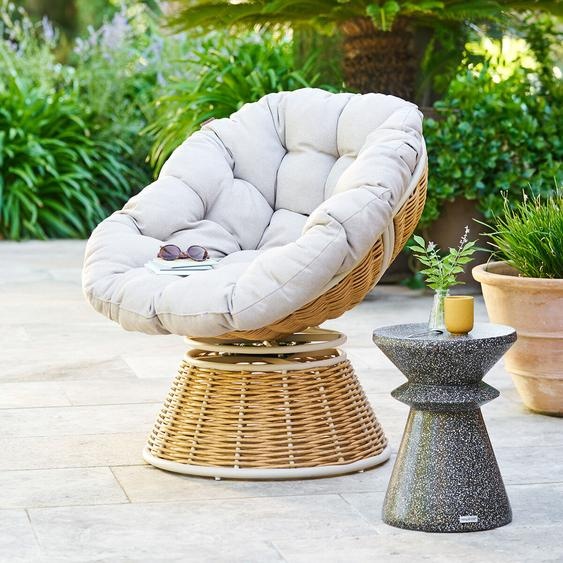 Ensemble fauteuil rotatif NYMELY + table d’appoint ALTURIO Acier, Traitement anti-rouille renforcé, Oléfine Hespéride