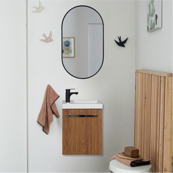 Ensemble lave-mains suspendu NEVADA avec miroir ovale