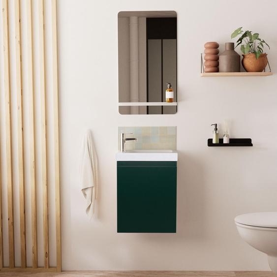 Meuble lave-mains LISA + robinet chromé + miroir rectangulaire