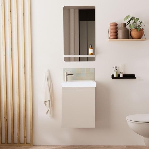 Meuble lave-mains LISA + robinet chromé + miroir rectangulaire