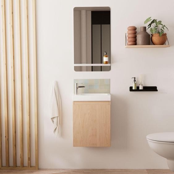 Meuble lave-mains LISA + robinet chromé + miroir rectangulaire