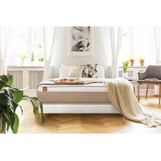 Ensemble Le Soyeux Ressorts ensachés et mémoire de forme Sommier en kit  Blanc