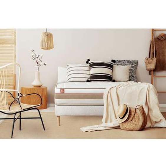 Ensemble Le Tendre Ressorts ensachés et mémoire de forme Sommier en kit  Blanc