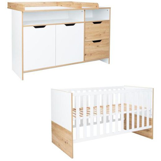 Ensemble Lit Bébé - ArthurBerndt - Maxim - Beige - Bois - Table à Langer Incluse