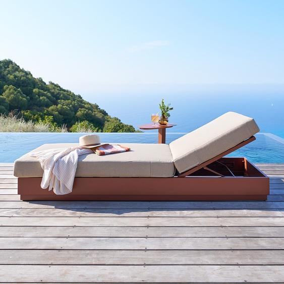 Ensemble lit piscine ALLURE + table d’appoint VENUZIA Acajou Aluminium traité époxy, Polyester Hespéride