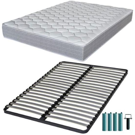 Ensemble literie - EBAC - 5817 - Matelas mousse + Sommier métal C220 - Hauteur 24 cm - Soutien ferme
