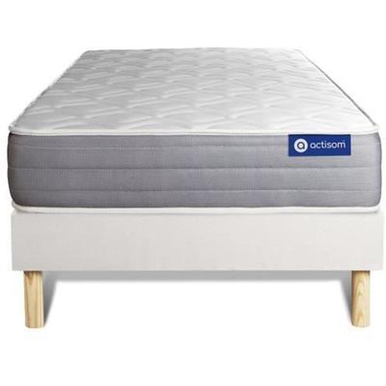 Ensemble matelas ACTILATEX DREAM Latex et mémoire de forme 80x190 cm 5zones de confort + sommier KIT 80 x 190 cm Blanc