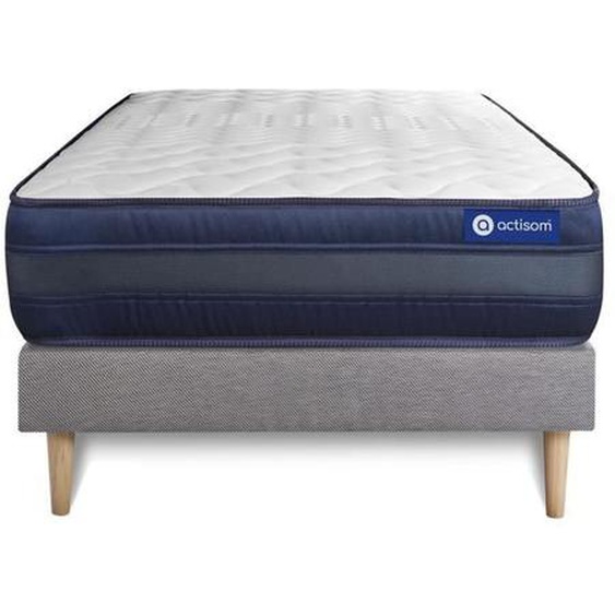 Ensemble matelas ACTIMEMO TECH 120x190 Mémoire de forme Maxi épaisseur 5zones de confort + sommier K 120 x 190 cm Gris