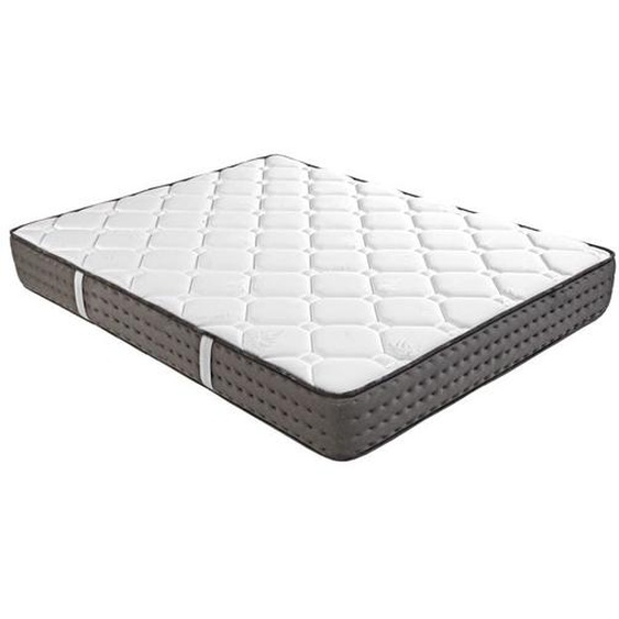 Ensemble Matelas CASTO 160x200 cm,en mousse haute densité, ferme, face été/hiver, épaisseur 20cm + sommier gris épaisseur 20cm