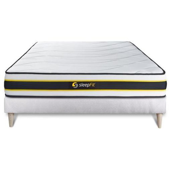 Ensemble matelas FLEXY + sommier kit blanc 140 x 200 cm - Ressort - Ferme - Mousse à mémoire de forme