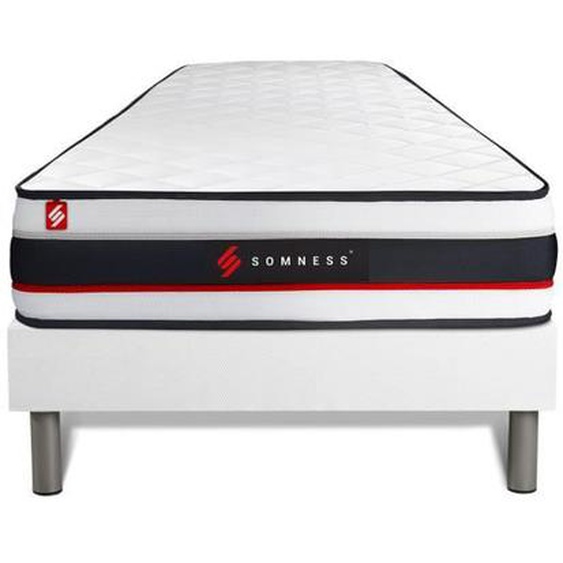 Ensemble matelas FORM + sommier kit blanc 90 x 200 cm - SOMNESS - Très ferme - Mousse polyuréthane