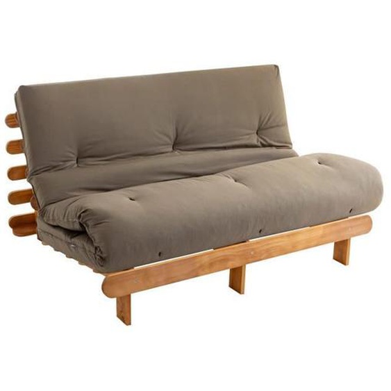 Ensemble matelas futon coton bois massif naturel 140x200 Taupe - Terre de Nuit