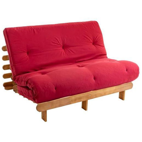 Ensemble matelas futon en coton et structure en bois massif naturel 140x200 Rouge - Terre de Nuit