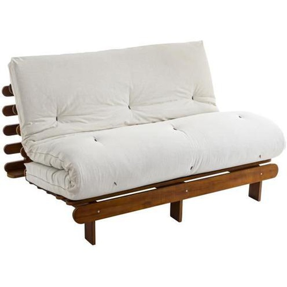 Ensemble matelas futon en coton et structure en bois massif noisette 140x200 Ecru - Terre de Nuit