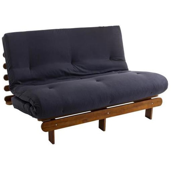 Ensemble matelas futon en coton et structure en bois massif noisette 140x200 Anthracite - Terre de Nuit