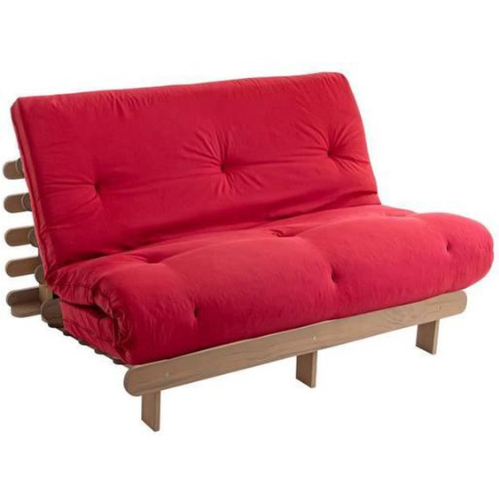 Ensemble matelas futon - TERRE DE NUIT - 140x200 cm - Coton - Bois massif - Rouge